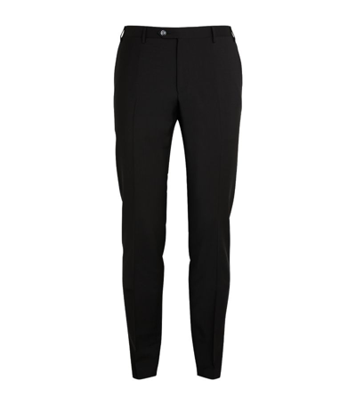 Corneliani Mohair-wool Slim Trousers In Black