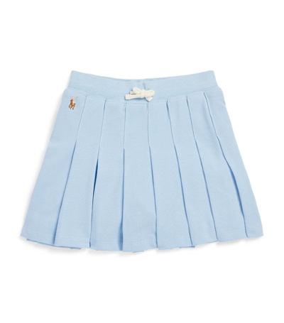 Ralph Lauren Kids' Pleated Overlapping-panel Piqué Shorts In Blue