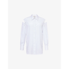 ALEXANDER MCQUEEN ALEXANDER MCQUEEN WOMEN'S OPTICALWHITE CUT-OUT LONG-SLEEVE COTTON SHIRT