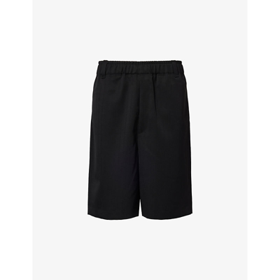 Jacquemus Mens Jacd Pinstripe Black Le Bermuda Juego Elasticated-waistband Stretch-cotton Shorts
