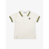 Moncler Babies'  Bright Green Contrast-stripe Short-sleeve Stretch-cotton Polo Shirt 6-36 Months