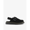 DR. MARTENS' DR. MARTENS WOMEN'S BLACK JORGE II SUEDE FLAT LEATHER MULES