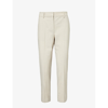 THEORY THEORY WOMENS SAND MELANGE TREECA REGULAR-FIT MID-RISE STRETCH-WOOL TROUSERS