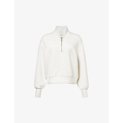 Varley Womens Ivory Marl Davidson Relaxed-fit Stretch-woven Sweatshirt