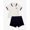 MONCLER POLO BRAND-PATCH TWO-PIECE STRETCH-COTTON SET 3-36 MONTHS