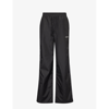 ADANOLA ADANOLA WOMENS BLACK LOGO-PRINT CONTRAST-PIPING RELAXED-FIT SHELL TROUSERS