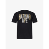 A BATHING APE A BATHING APE MENS BLACK NYC BRAND-PRINT COTTON-JERSEY T-SHIRT