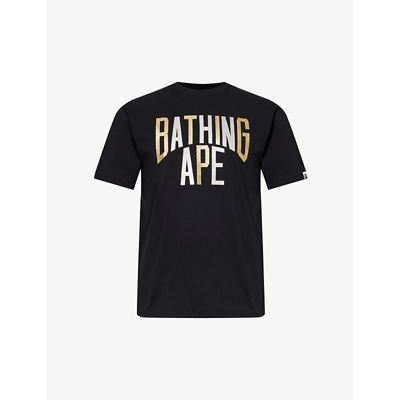 A Bathing Ape Mens Black Nyc Brand-print Cotton-jersey T-shirt