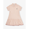 MONCLER MONCLER PASTEL PINK BRAND-PATCH SHORT-SLEEVE STRETCH-COTTON DRESS 4-12 YEARS