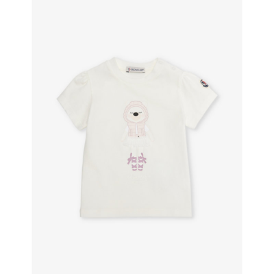 Moncler Babies'  Natural Graphic-print Short-sleeve Stretch-cotton T-shirt 6-36 Months