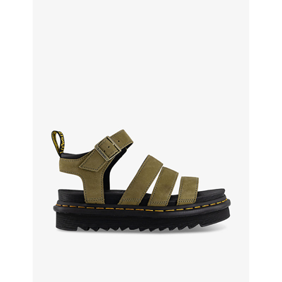 Dr. Martens' Dr. Martens Womens Muted Olive Blaire Multi-strap Flat Suede Sandals