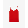 TED BAKER TED BAKER WOMENS RED ANDRENO LOOPED-TRIM V-NECK WOVEN CAMI TOP