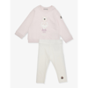 MONCLER MONCLER GIRLS PASTEL PINK KIDS GRAPHIC-PRINT BRAND-PATCH TWO-PIECE STRETCH-COTTON SET 9-36 MONTHS