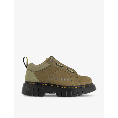 Dr. Martens Womens Muted Olive Woodard Zip-embellished Suede Low-top Boots