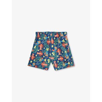 Patagonia Babies'  Lagom Blue Graphic-print Brand-patch Recycled-nylon Shorts 6 Months - 4 Years
