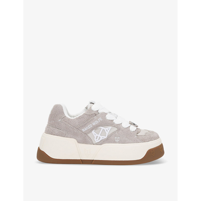 Naked Wolfe Crash Chunky-sole Suede Low-top Trainers In Grey/light