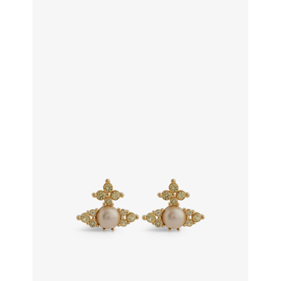 Vivienne Westwood Jewellery Feodora Brass And Faux-pearl Earrings In Gold/jonquil/cream