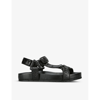 BOTTEGA VENETA BOTTEGA VENETA WOMEN'S BLACK TRIP BRAND-EMBOSSED LEATHER SANDALS