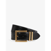 Reiss Black Brompton Patent Leather Crocodile Design Belt In Black