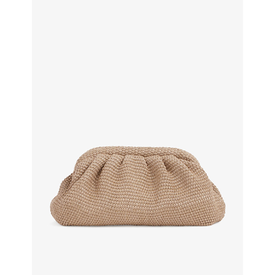 Reiss Womens Natural Gia Raffia Clutch Bag