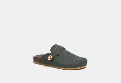 Coach Outlet Clog In Signature Jacquard In Green