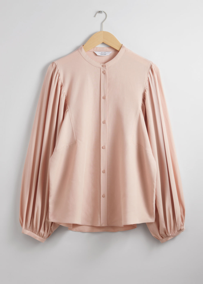 Other Stories Puff-sleeve Blouse In Beige
