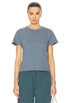 Leset Margo Short-sleeve Cotton Crewneck Tee In Indigo