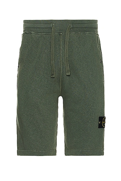 Stone Island Fleece Shorts In Green