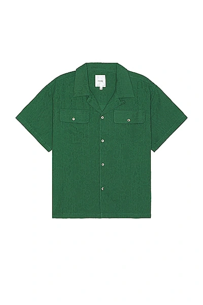 Found Textured Linen Short Sleeve Camp Shirt In Forest