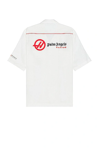 Palm Angels X Haas Bowling Shirt In Off White & Red