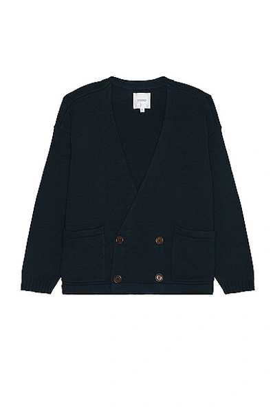 Found Double Breasted Knit Cardigan In Navy