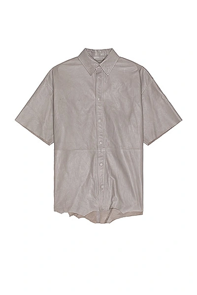 Diesel S-emin-lth Leather Shirt In Dove/grey