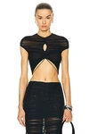Mugler Black Cropped T-shirt In Black