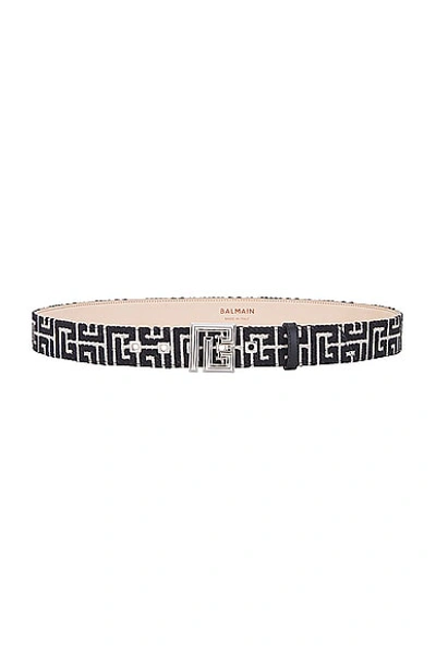 Balmain Pb Monogram Jacquard Belt In Black