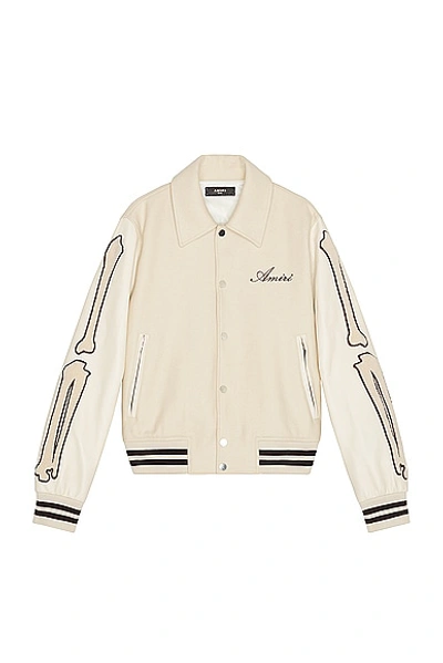 Amiri Bones Appliqué-detail Varsity Jacket In Alabaster