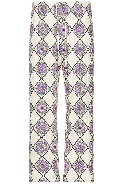 Siedres Geometric-print Cotton Trousers In Neutrals