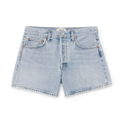 Agolde Parker High Waist Relaxed Long Denim Shorts In Feud Feud