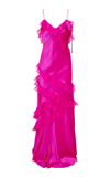 Loveshackfancy Rialto Ruffled Silk Midi Dress In Fuchsia