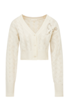 LOVESHACKFANCY LEONTA POINTELLE WOOL-CASHMERE CARDIGAN