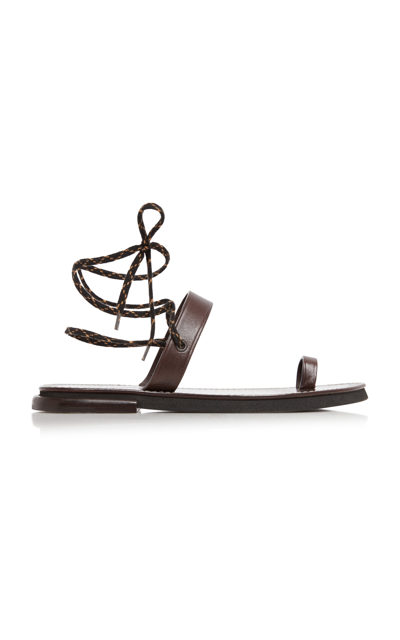 Dries Van Noten Lace-up Leather Sandals In Brown