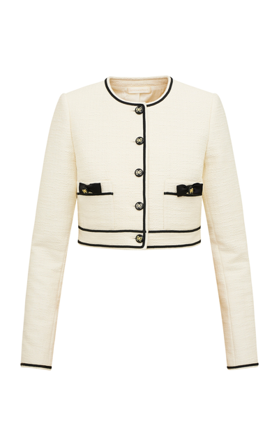 Loveshackfancy Talika Bow-detailed Cotton Jacket In Off-white