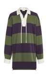 Dries Van Noten Oversized Tie-detailed Striped Cotton-blend Jersey Polo Shirt In Stripe