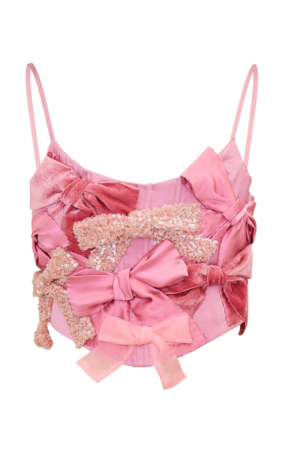 Loveshackfancy Woodley Embellished Top In Light Pink