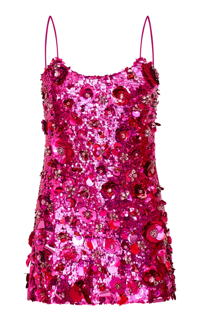 Loveshackfancy Rutherford Sequined Mini Dress In Pink