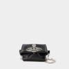 Vivienne Westwood Mini Courtney Black Leather Wallet On Chain For Women Ss24 In Black