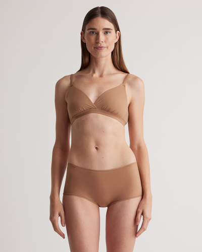 Quince Women's Second Skin Crossover Bralette In Mocha