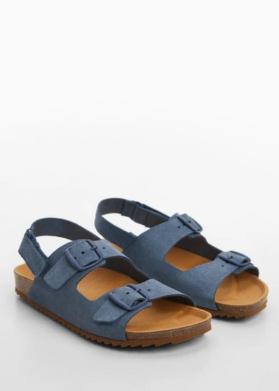 Mango Kids' Buckle Leather Sandals Blue