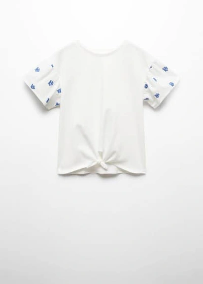 Mango Kids' Embroidered Short Sleeve T-shirt Off White