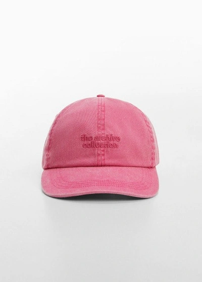 Mango Embroidered Message Cap Pink