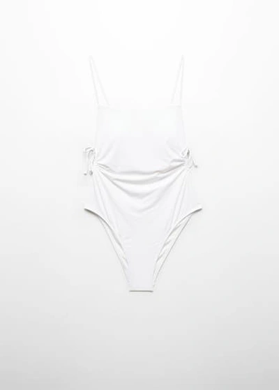 Mango Cut-out Detail Swimsuit Off White